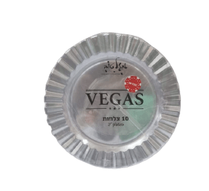 צלחת VEGAS שקוף נצנצים כסף - 22 ס"מ
