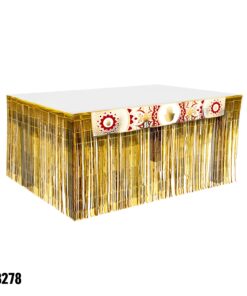 חצאית שולחן עם כרזה חמסה ועיטורים 15*100 - חצאית זהב 75*250