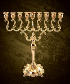 חנוכיה ג'מבו מעוצבת זהב 56X20X48.5 ס"מ