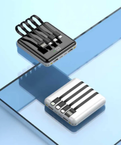 מטען נייד 20,000mAh עם כבלים מובנים ופנס