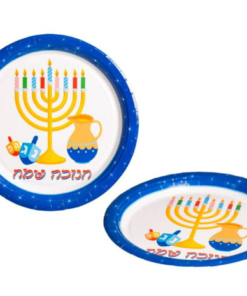 מארז 10 צלחות נייר 23 ס”מ חנוכה שמח