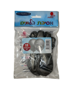 חבילת בלונים מטאל צבע שחור 10 יח' - גודל 12"