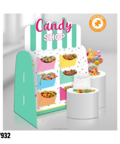 מעמד לממתקים - מכיל 10 שקיות נייר + 6 מלקחיים 53*37 ס"מ
