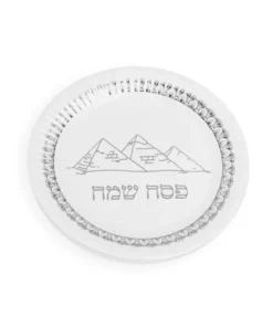 חבילת 10 צלחות נייר קוטר 18 ס”מ- פירמידות כסף