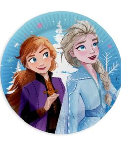 צלחות נייר 20 ס"מ – 8 יחידות בעיצוב פרוזן❄️👑