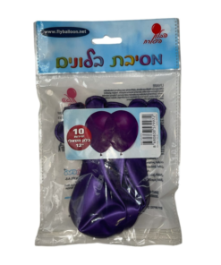 חבילת בלונים מטאל צבע סגול 10 יח' - גודל 12"