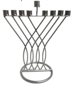 חנוכיה דמוי נבל מפוארת ממתכת - צבע כסף