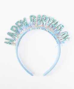 קשת יום הולדת שמח לראש - פרנזים כחול טורקיז - HAPPY BIRTHDAY