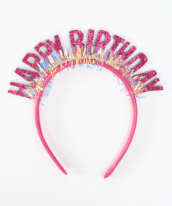 קשת יום הולדת שמח לראש - פרנזים ורוד פוקסיה - HAPPY BIRTHDAY