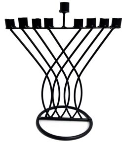 חנוכיה דמוי נבל מפוארת ממתכת - צבע שחור