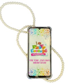 שרשרת פנינים עגולות לפלאפון ללא דבק! - מתאים לכל סוגי הפלאפונים