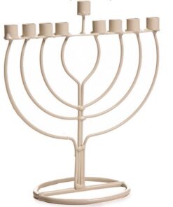 חנוכיה עגולה מפוארת ממתכת - צבע קרם