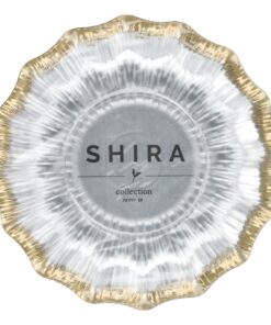 סט צלחות חד־פעמיות מעוצבות 9 אינץ' – סדרת SHIRA Collection שקוף פס זהב
