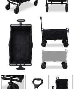 עגלת קמפינג ענקית שחורה מתקפלת  מותג  HOMEWARE גלגלים גדולים