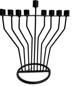 חנוכית פסים מוארכת מפוארת ממתכת - צבע שחור