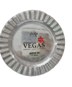 צלחת VEGAS שקוף נצנצים כסף  - 28 ס