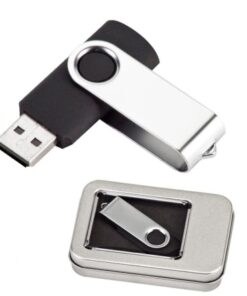דיסק און קי (USB) עם עיצוב מתכתי מסתובב וקופסת מתכת 64 גיגה בייט