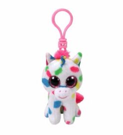 מחזיק מפתחות Ty Beanie Boos Clip – דגם Harmonie החד-קרן הצבעונית עם העיניים המנצנצות  8 cm