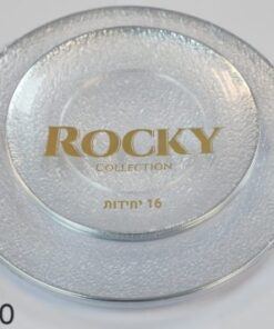 סט צלחות רוקי גדולה+קטנה שקוף פס כסף 8+8 * 16 יח'