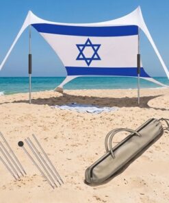 צליה אוהל צל לים -  ציליית חוף ישראלית 3x3 מ' עם הדפס דגל ישראל – חווית חוף מושלמת בכל מקום!